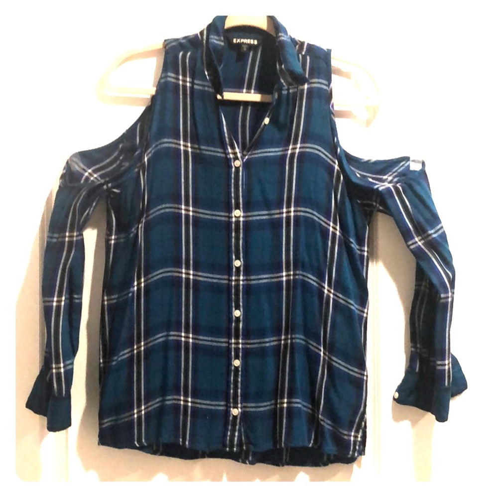 Express cold shoulder button down.